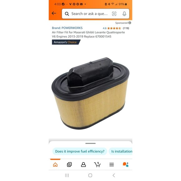 Powerworks Air Filter For Maserati Ghibli Levante Quattroporte V6 Engines 2013-2 - Picture 2 of 10